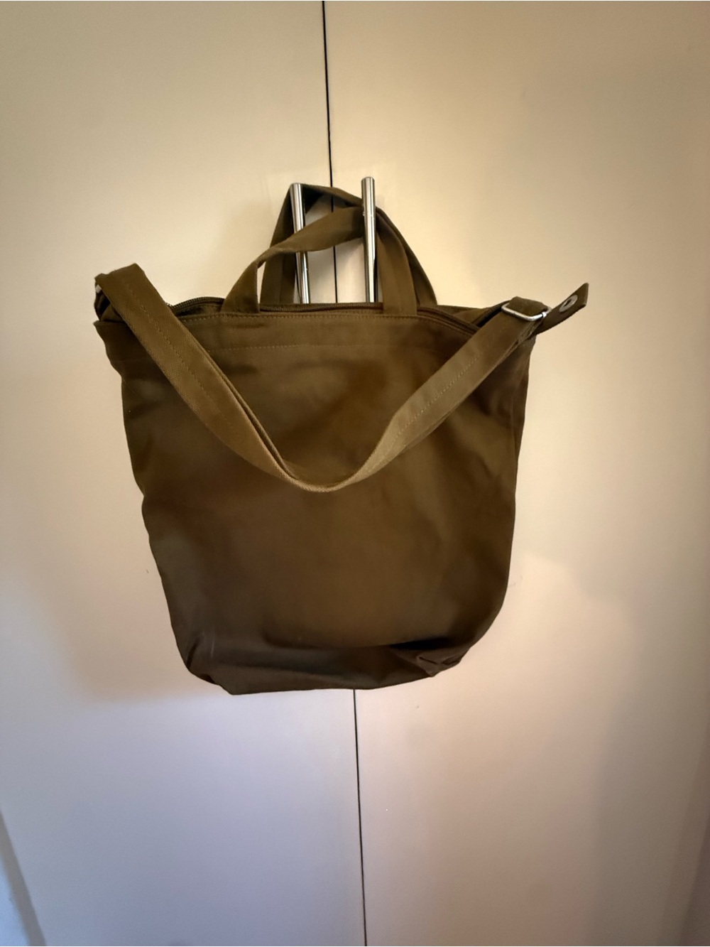 BAGGU Olive Green Canvas Tote Shoulder Bag